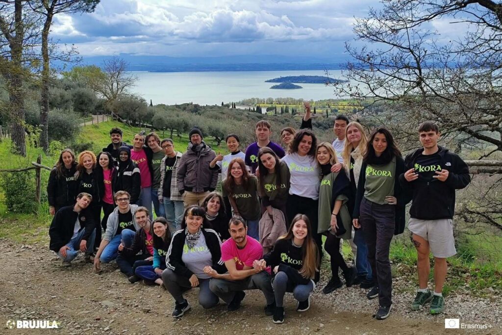Participants of the Green Footprint youth exchange at La Buona Terra, Passignano sul Trasimeno